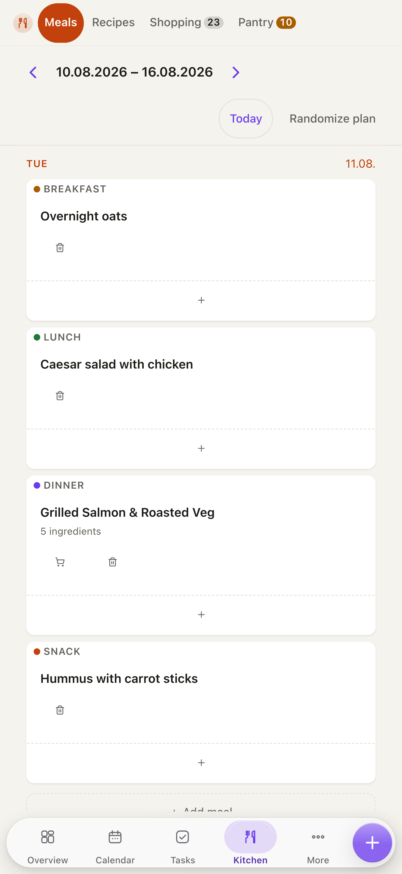 Meals on mobile